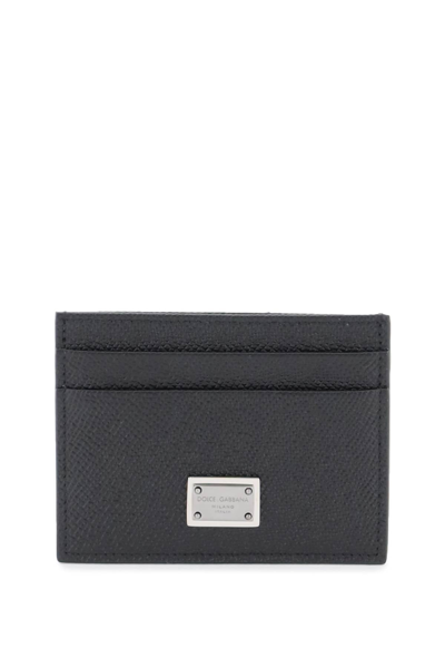 Shop Dolce & Gabbana Leather Card Holder With Logo Plate Men In Black