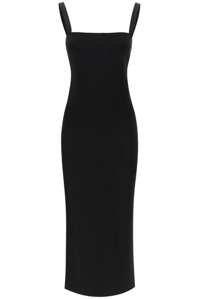 Shop Dolce & Gabbana Midi Sheath Dress In Milano Stitch Jersey Women In Black