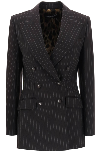 Shop Dolce & Gabbana Pinstriped Turlington Jacket Women In Brown