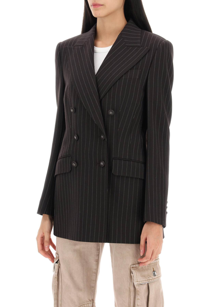 Shop Dolce & Gabbana Pinstriped Turlington Jacket Women In Brown