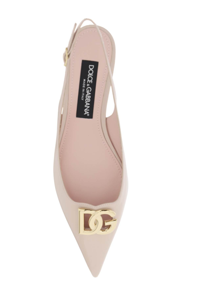 Shop Dolce & Gabbana Slingback Ballet Flats With Dg Logo Women In Pink