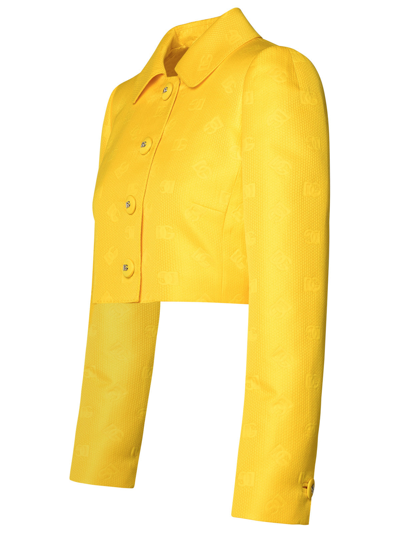 Shop Dolce & Gabbana Yellow Cotton Blend Jacket Woman