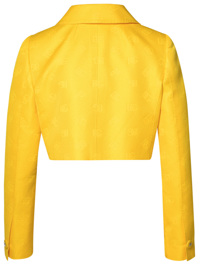 Shop Dolce & Gabbana Woman  Yellow Cotton Blend Jacket