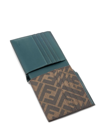 Shop Fendi Men Ff Squared Bi-fold Wallet In Blue