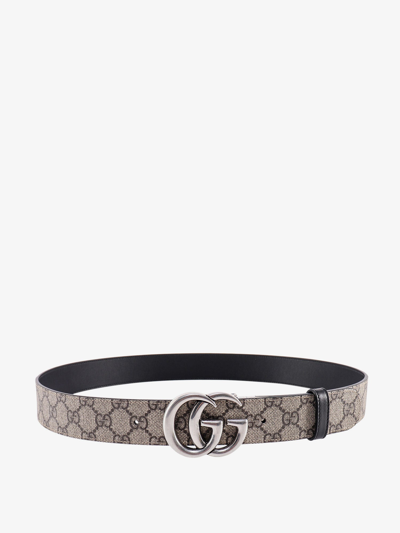 Shop Gucci Man Gg Marmont Man Beige Belts In Cream