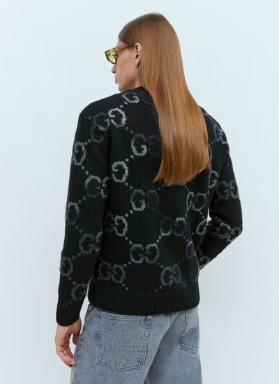 Shop Gucci Men Gg Intarsia Knit Sweater In Black