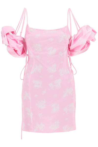 Shop Jacquemus La Robe Chouchou Slip Dress With Detachable Sleeves Women In Pink