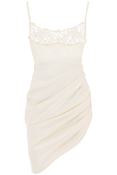 Shop Jacquemus La Robe Saudade Brodée Draped Dress Women In White