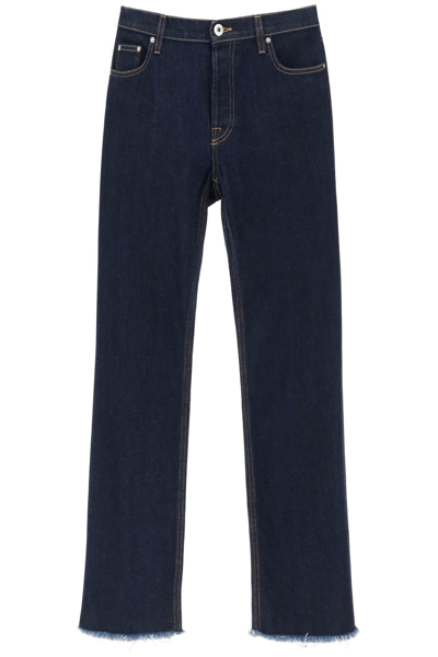 Shop Lanvin Jeans With Frayed Hem Men In Blue