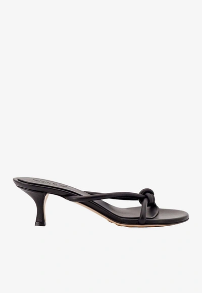 Shop Bottega Veneta Blink 50 Knot-detail Leather Sandals In Black