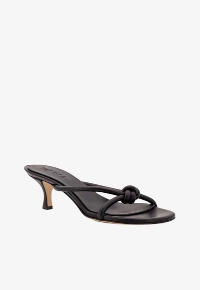 Shop Bottega Veneta Blink 50 Knot-detail Leather Sandals In Black
