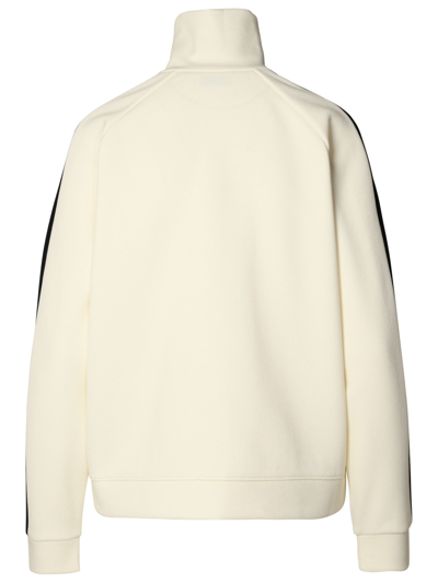 Shop Moncler Woman  Ivory Cotton Blend Sweatshirt In White
