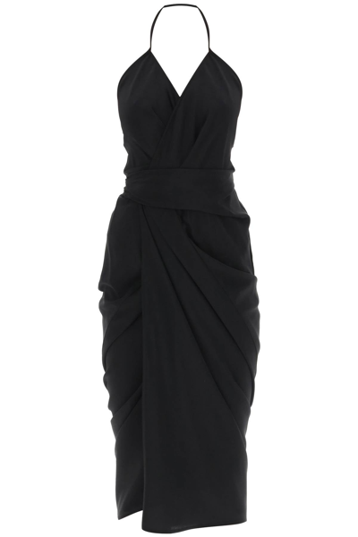 Shop Rick Owens Midi Wrap Dress Women In Black