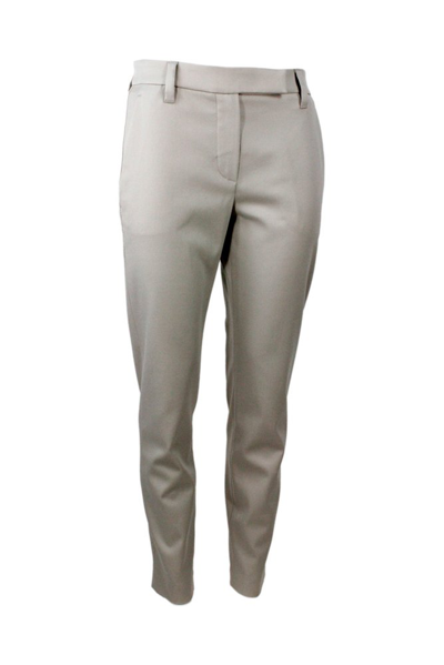 Shop Brunello Cucinelli Cropped Stretch Trousers In Beige