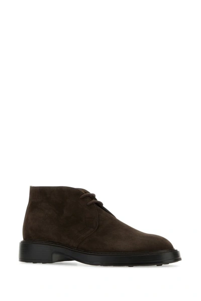 Shop Tod's Man Dark Brown Suede Lace-up Shoes