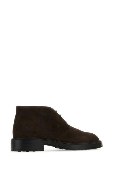 Shop Tod's Man Dark Brown Suede Lace-up Shoes
