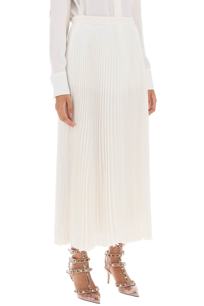 Shop Valentino Garavani Silk Jacquard Toile Iconographe Pleated Skirt Women In White