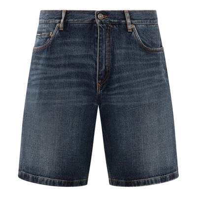 Shop Dolce & Gabbana Logo Plaque Denim Shorts In Blue