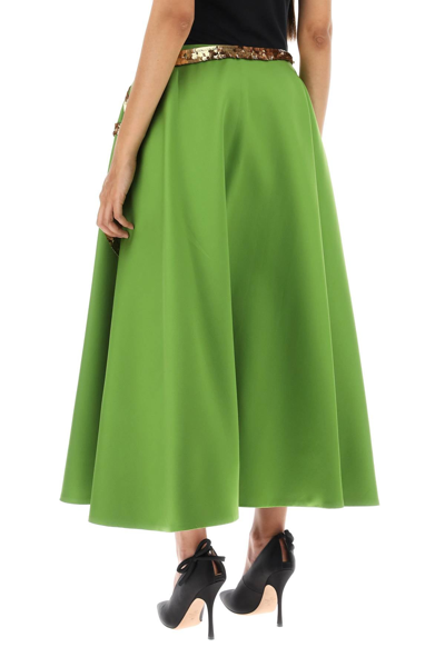 Shop Valentino Garavani Techno Duchesse A-line Skirt With Sequin-studded Bow Women In Green