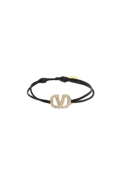 Shop Valentino Garavani Vlogo Signature Cord Bracelet With Crystals Women In Multicolor