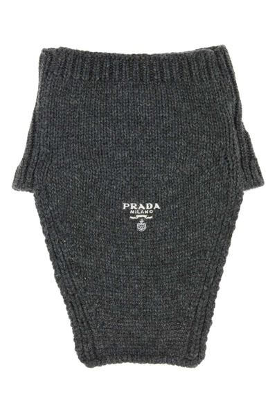 Shop Prada Logo In Grey