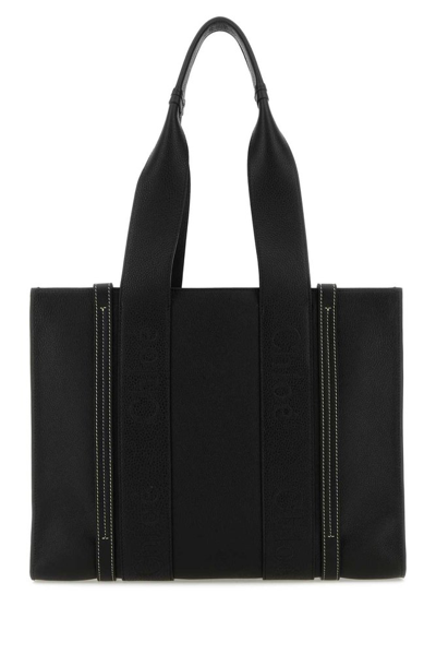 Shop Chloé Medium Woody Tote Bag In Black