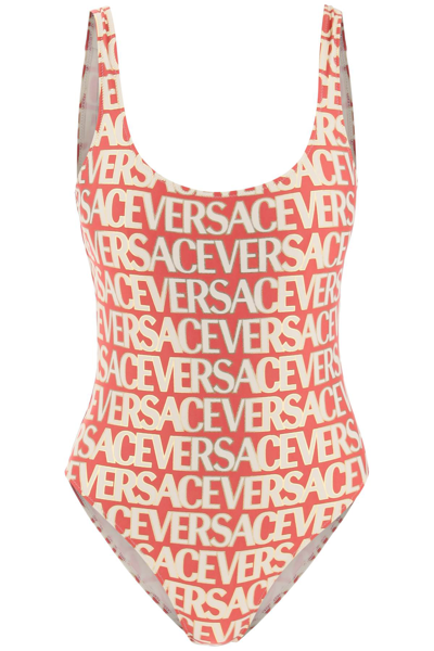 Shop Versace Allover One-piece Swimwear Women In Pink