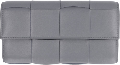 Shop Bottega Veneta Intrecciato Cassette Wallet In Grey