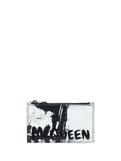 Shop Alexander Mcqueen Logo Printed Zipped Card Holder In Multi