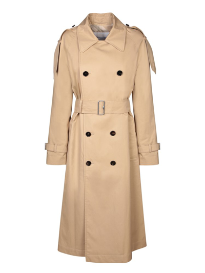 Shop Burberry Gabardine Double In Beige