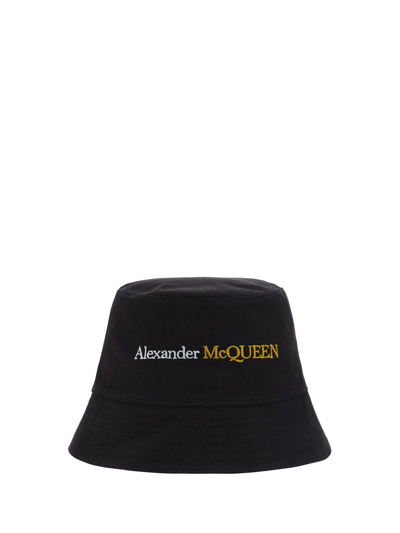 Shop Alexander Mcqueen Logo Embroidered Bucket Hat In Black