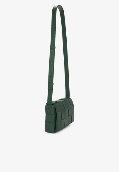 Shop Bottega Veneta Cassette Intrecciato Crossbody Bag In Emerald Green