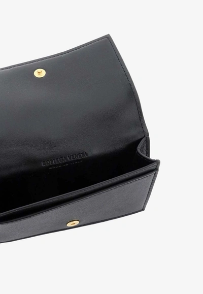 Shop Bottega Veneta Cassette Intrecciato Leather Cardholder In Black