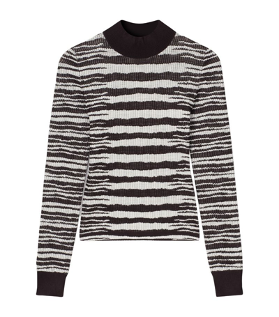 Shop Aeron Striped Rollneck Sweater In Creme