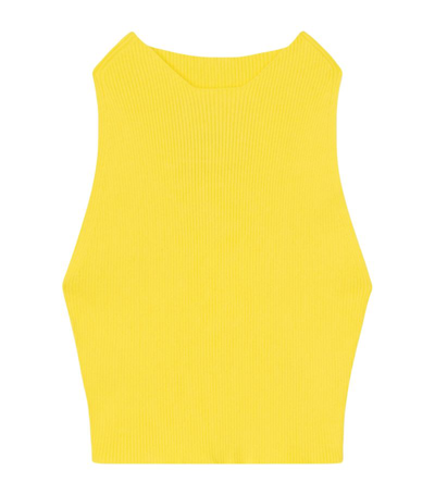 Shop Aeron Rib-knit Crop Top In Yellow