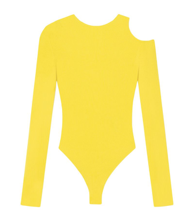 Shop Aeron Ribbed Cut-out Bodysuit In Yellow