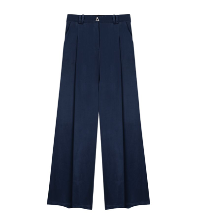 Shop Aeron Satin Wellen Tailored Trousers In Blue