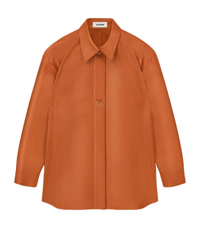 Shop Aeron Leather Feather Shirt In Orange