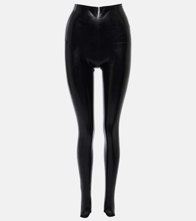 Shop Alaïa Latex Leggings In Black