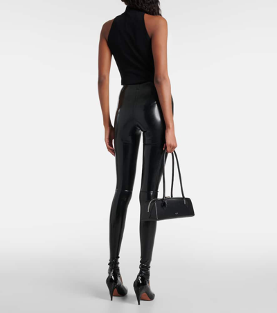 Shop Alaïa Latex Leggings In Black