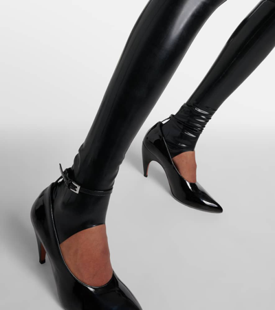 Shop Alaïa Latex Leggings In Black