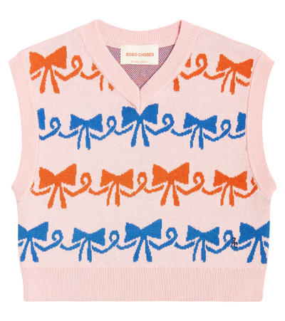 Shop Bobo Choses Cotton Jacquard Sweater Vest In Pink