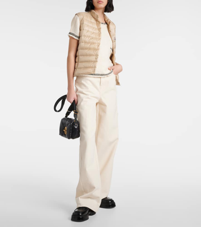 Shop Moncler Liane Down Vest In Beige