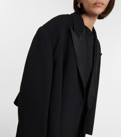 Khaite Raymond Cropped Satin-trimmed Crepe Blazer In Black