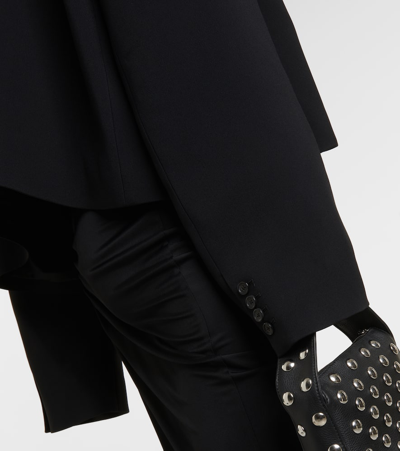 Khaite Raymond Cropped Satin-trimmed Crepe Blazer In Black