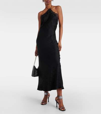 Shop Stella Mccartney Floral Jacquard Lace Midi Dress In Black
