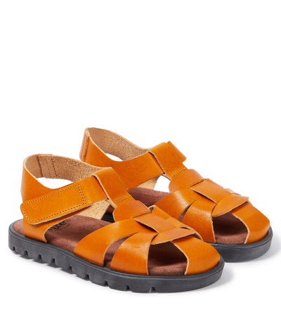 Shop Pèpè Condor Leather Sandals In Brown