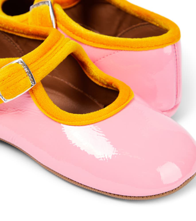 Pèpè Nappalack Patent Leather Ballet Flats In Pink
