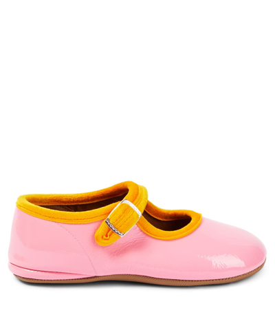 Pèpè Nappalack Patent Leather Ballet Flats In Pink