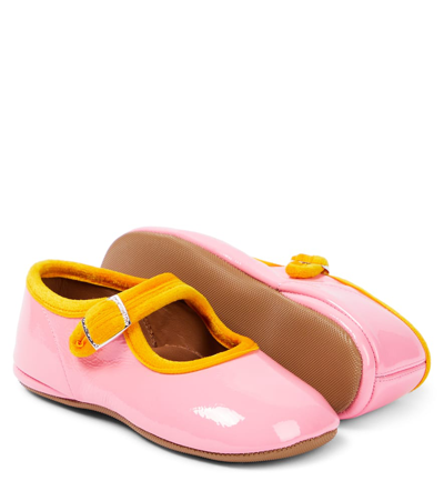 Pèpè Nappalack Patent Leather Ballet Flats In Pink